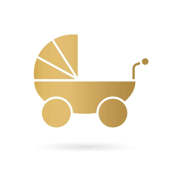 黄金のベビーカーのアイコン-ベクトルイラスト — ストックベクタ