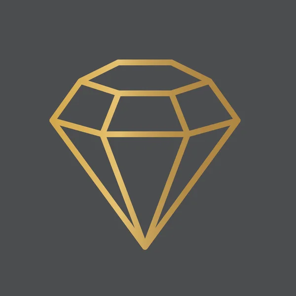 Goldene Diamant-Icon-Vektor-Illustration — Stockvektor