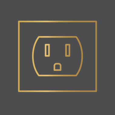 Altın elektrik soket simgesi-vektör illüstrasyonu