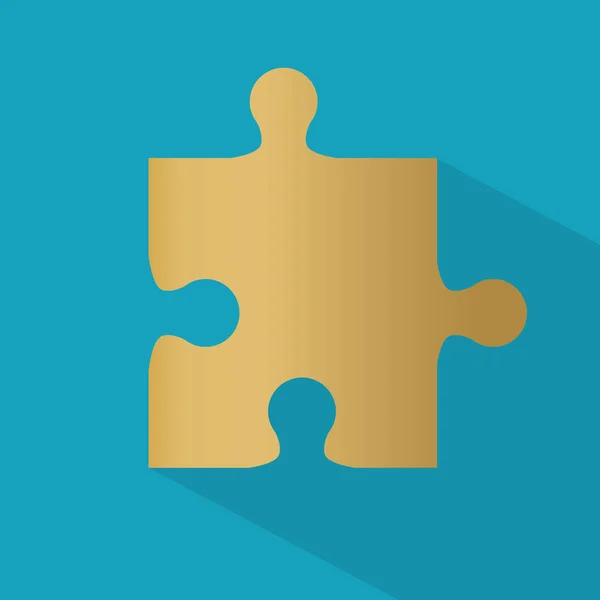 Goldenes Puzzleteil Icon-Vektor-Illustration — Stockvektor