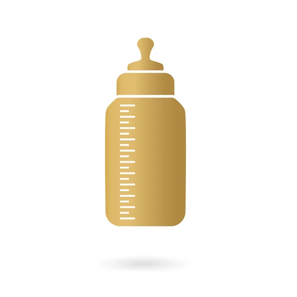 Goldene Babymilchflasche Icon-Vektor-Illustration — Stockvektor