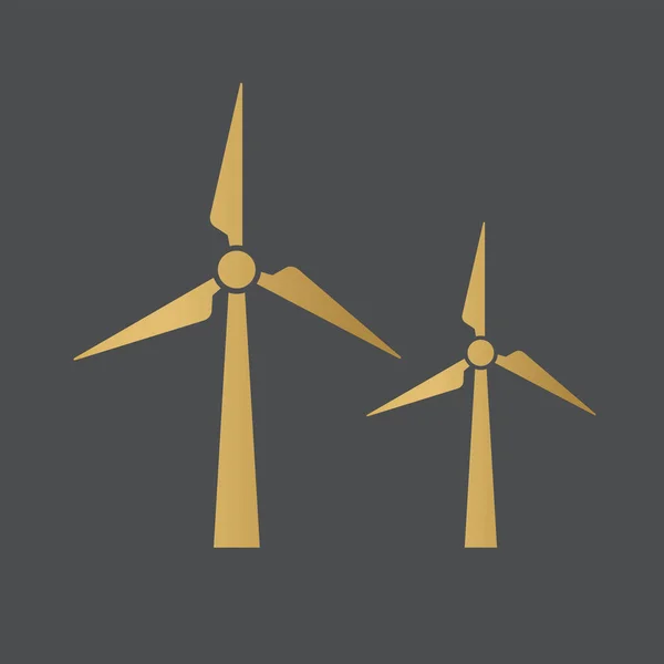 Illustrazione icon- vettore della turbina eolica dorata — Vettoriale Stock