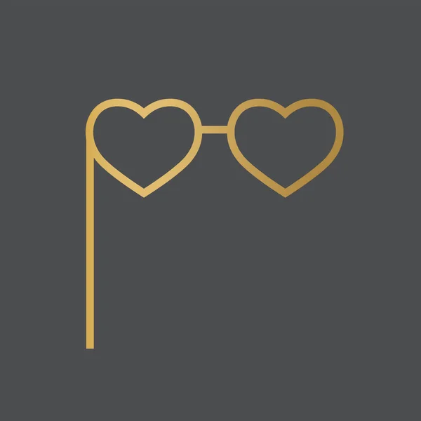 金色のハート型の眼鏡アイコンベクトルイラスト — ストックベクタ