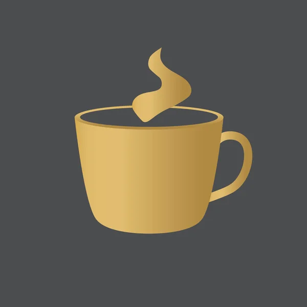 Иконка золотого кофе - векторная иллюстрация — стоковый вектор
