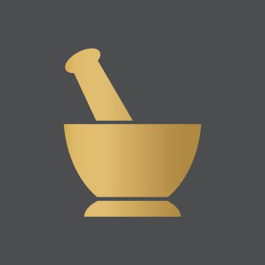 Altın havan ve tokmak simgesi-vektör illüstrasyonu