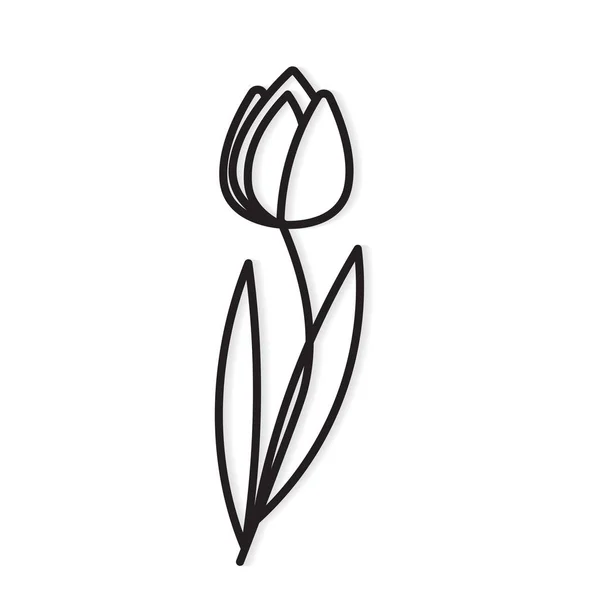 Icône de fleur de tulipe noir- illustration vectorielle — Image vectorielle