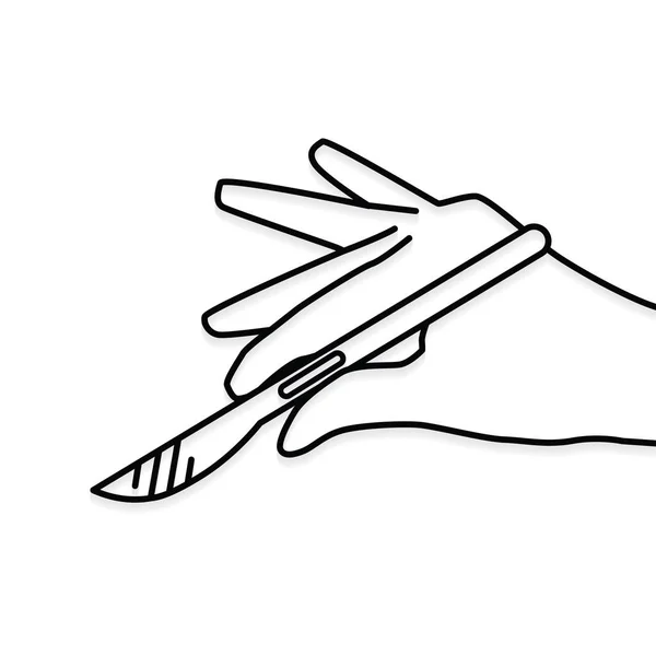 Hand in medizinischem Handschuh mit Skalpell-Icon-Vektor-Illustratio — Stockvektor