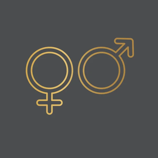 Gyllene manliga och kvinnliga kön ikon- vektor illustration — Stock vektor