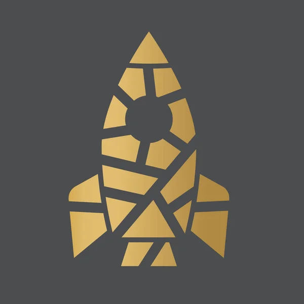 Goldene Geometrische Rakete Icon Vektor Illustration — Stockvektor