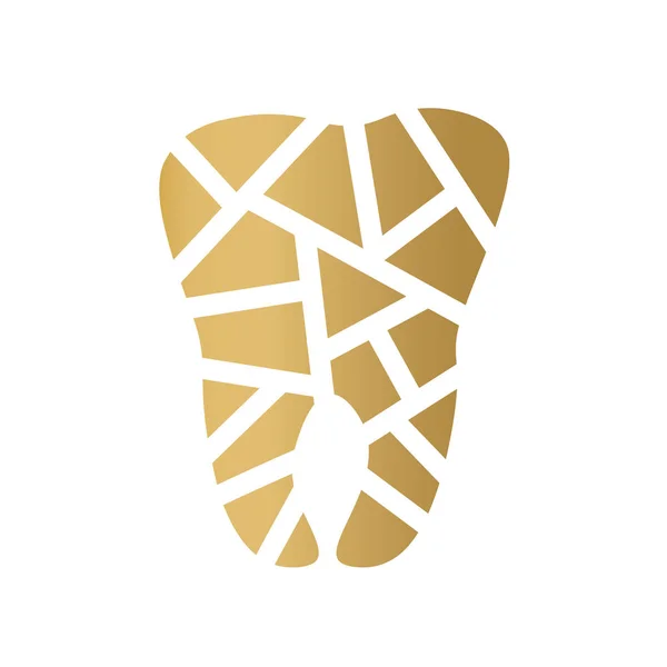Gouden Geometrische Tand Icon Vector Illustratie — Stockvector