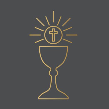 Altın kutsal komünyon simgesi-vektör illüstrasyonu