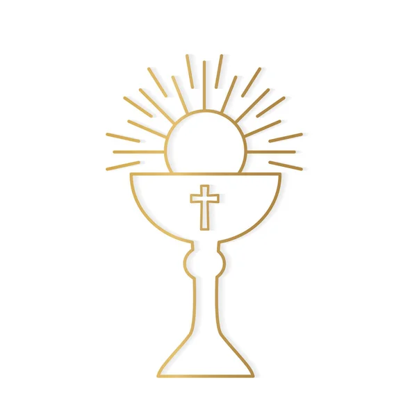 Golden Holy Communion Icon Vector Illustration — Stock Vector