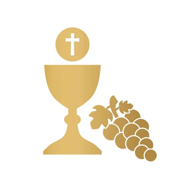 Oro Sagrada Comunión Icon Vector Ilustración — Archivo Imágenes Vectoriales