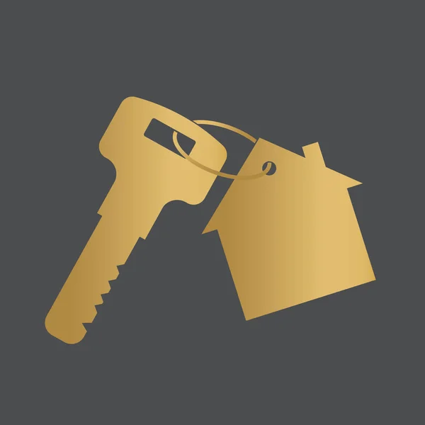 Golden House Key Icon Vector Illustration — Stock Vector