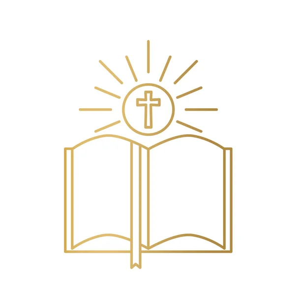 Libro Biblia Abierta Icono Vector Ilustración — Archivo Imágenes Vectoriales