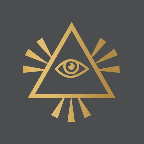 Golden All Seeing God Eye Icon Vector Illustration — Stock Vector