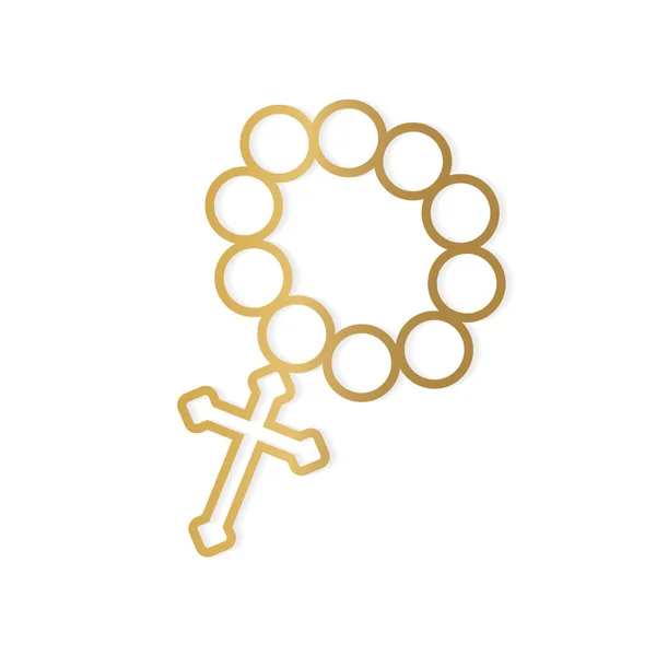 Golden Rosary Icon Vector Illustration — Stock Vector