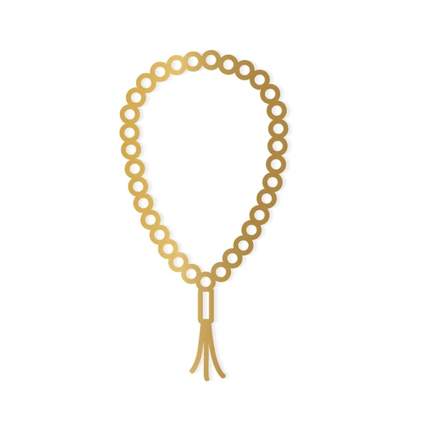 Dourado Misbaha Tasbih Icon Ilustração Vetorial — Vetor de Stock