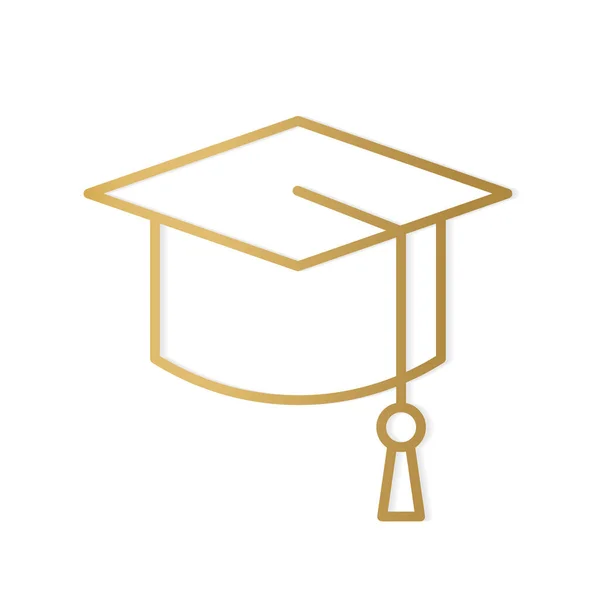 Goldene Graduiertenmütze Icon Vektor Illustration — Stockvektor