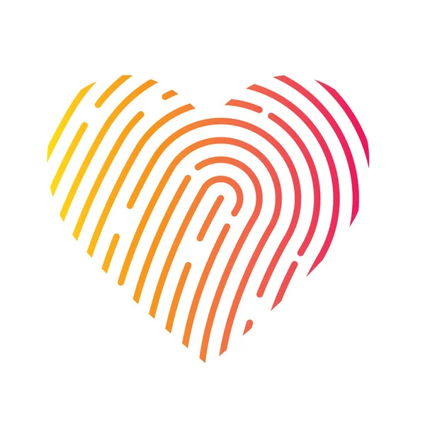 Gradient Fingerprint Heart Icon Vector Illustration — Stock Vector