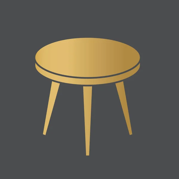 Arany Kerek Asztal Ikon Vektor Illusztráció — Stock Vector