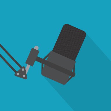 mikrofon simgesi, podcast konsepti - vektör illüstrasyonu