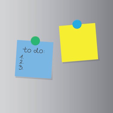 Buzdolabının kapısında renkli kağıtlar - vektör illüstrasyonu