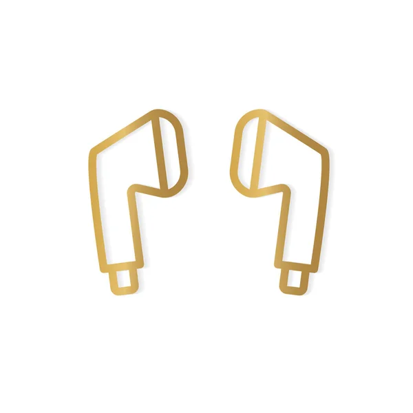黄金のワイヤレスヘッドフォン ベクトル図 — ストックベクタ