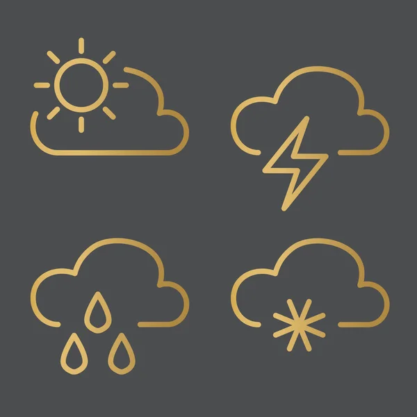 Golden Weather Icons Vector Illustration — Stock Vector