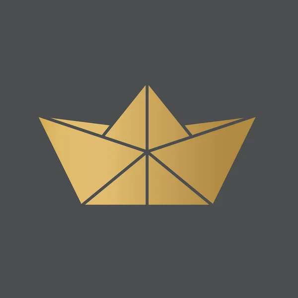 金色の紙のボートのアイコン ベクトル図 — ストックベクタ