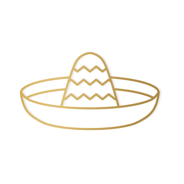 Chapéu Sombrero Dourado Icon Ilustração Vetorial —  Vetores de Stock