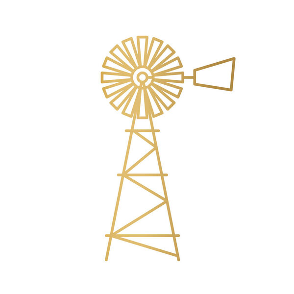 american golden retro windmill icon - vector illustration