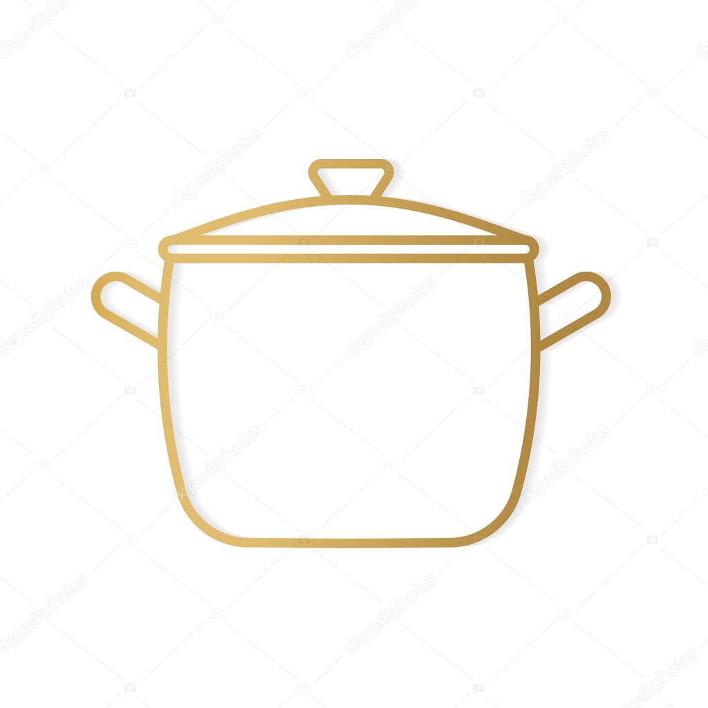 golden cooking pot icon- vector illustration