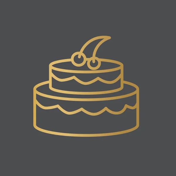 Bolo Aniversário Dourado Icon Ilustração Vetorial — Vetor de Stock