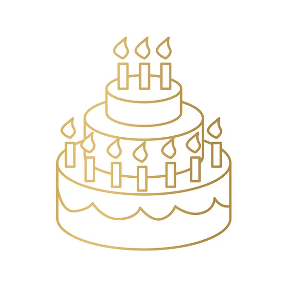 Godlen Gâteau Anniversaire Icon Illustration Vectorielle — Image vectorielle