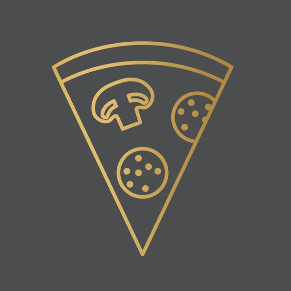Золотая Пепперони Пицца Нарезка Векторные Иллюстрации — стоковый вектор