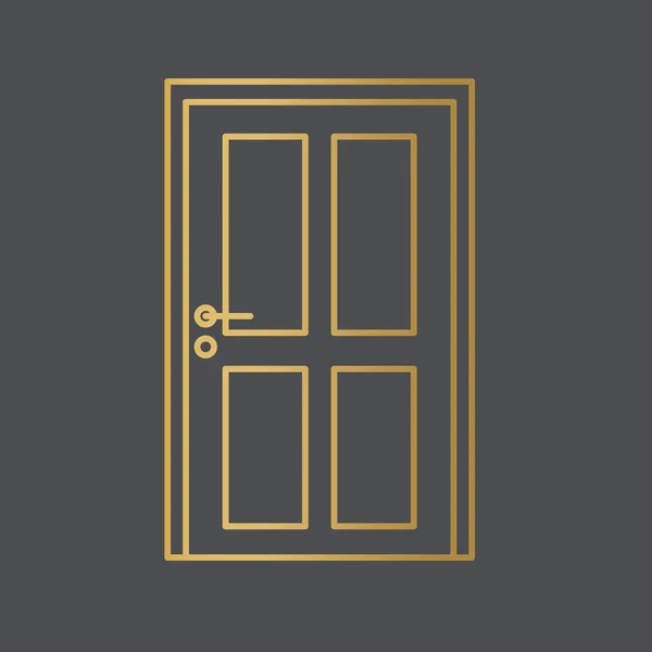 Golden Closed Door Icon Vector Illustration — Stock Vector