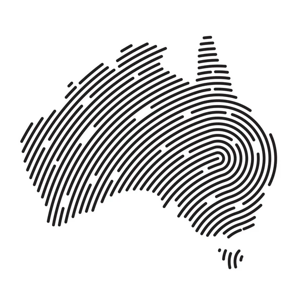 Abstract Australia Map Filled Fingerprint Pattern Vector Illustration — Stock Vector