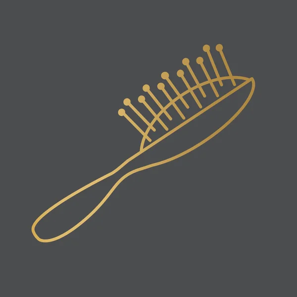 Icône Brosse Cheveux Dorée Illustration Vectorielle — Image vectorielle