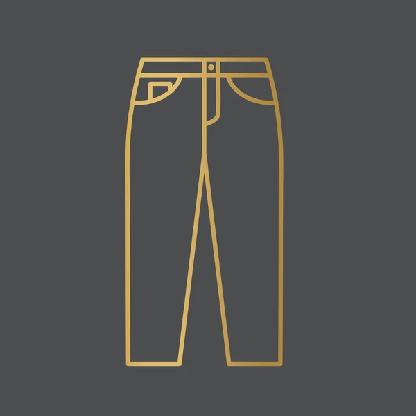 Goldene Jeans Hosen Ikone Vektorillustration — Stockvektor