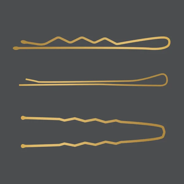 Golden Bobby Pin Icons Vector Illustration — Stock Vector