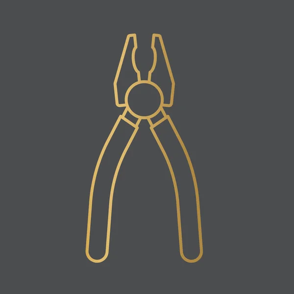 Golden Pliers Tool Icon Vector Illustration — Stock Vector