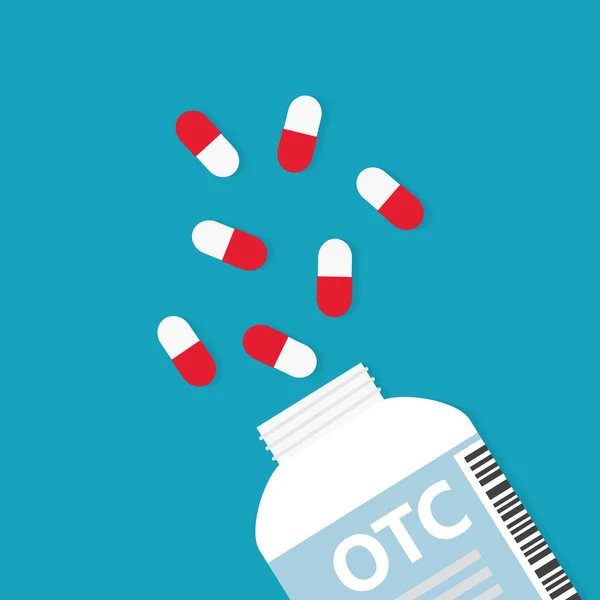 Fles Met Otc Counter Drugs Vector Illustratie — Stockvector