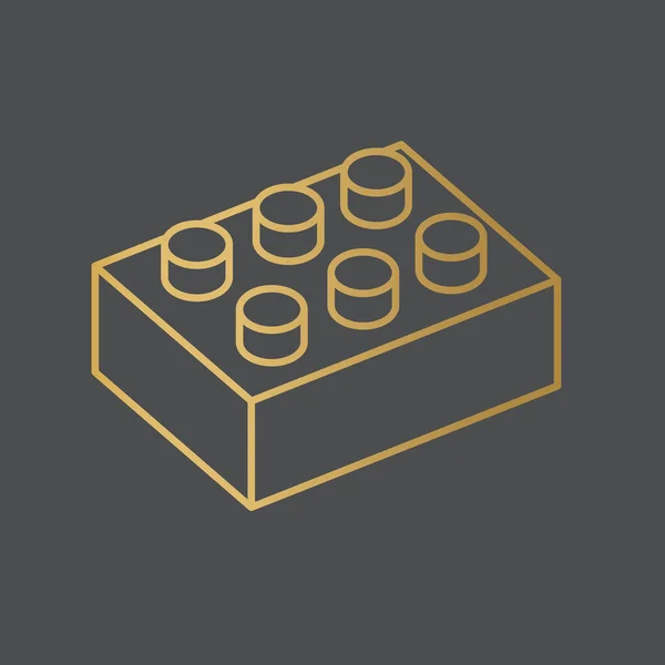 Golden Construction Brick Block Toy Icon Vector Illustration — Stock Vector