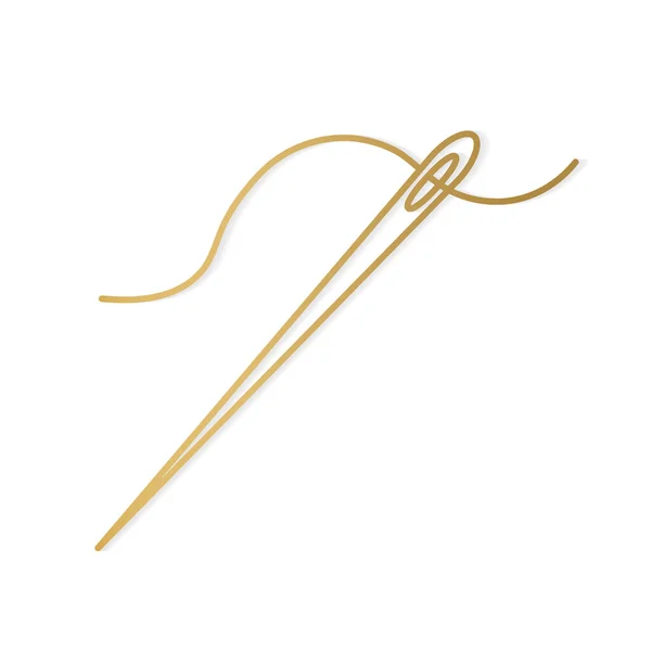 Golden Thread Needle Icon Vector Illustration — Stock Vector
