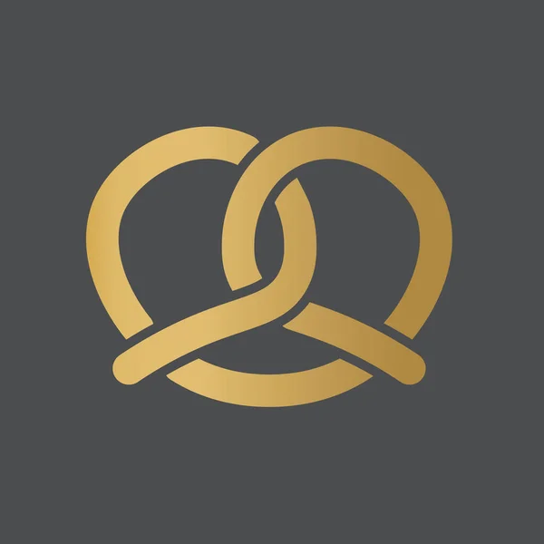 Pretzel Dourado Icon Ilustração Vetorial — Vetor de Stock