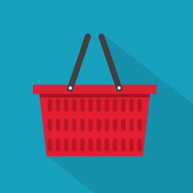 kırmızı alışveriş sepeti simgesi - vektör illüstrasyonu