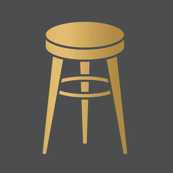 Cadeira Banquinho Dourado Icon Ilustração Vector — Vetor de Stock