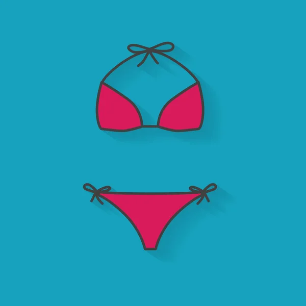Merah Muda Bikini Pakaian Renang Icon Vektor Ilustrasi - Stok Vektor