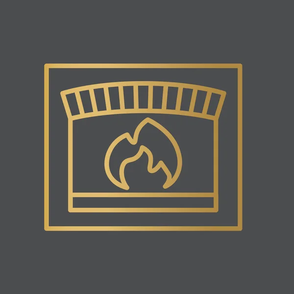 Golde Fireplace Icon Vector Illustration — 스톡 벡터